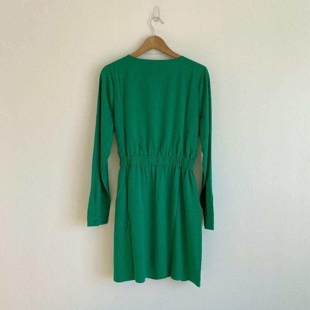 Sanctuary Green Wrap Casual Dress, Long Sleeve, V-neck, Ties at waist, Lined - Picture 2 of 8